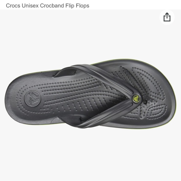 Crocs Crocband Flip Flops in Graphite/Volt Green - Picture 7 of 10